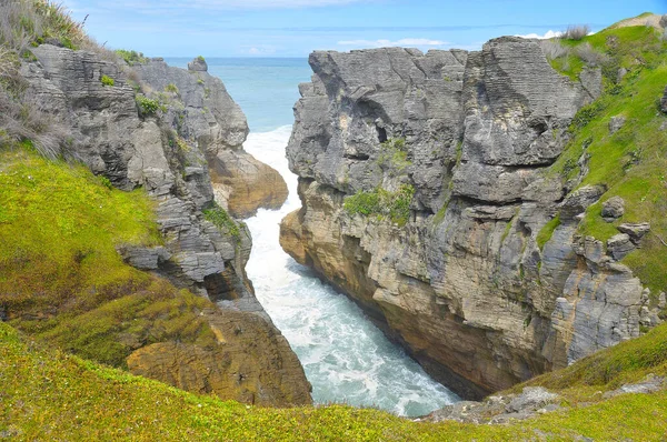 Pfannkuchen Rockt Punakaiki Neuseeland Die Pfannkuchenfelsen Der Dolomitenspitze Der Nähe — Stockfoto