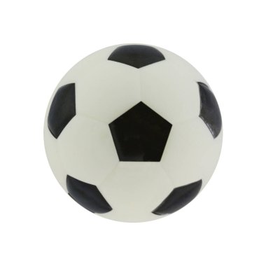 Yumuşak futbol topu oyuncağı. Beyazda izole edilmiş.