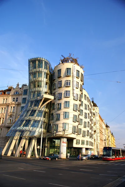 Street view with famous Dancing House — Stock Photo, Image