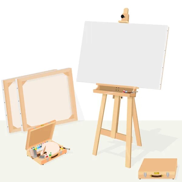 Resim sehpası ve resim seti ile sanat stüdyosu vektör tasarımı