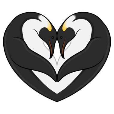İki imparator Penguen Kalbi Şekli Tasarım, Kalp Şekli Hayvanlar