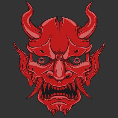 Vektör illüstrasyonu Hannya Kabuki maskesi, Japon Oni İblisi