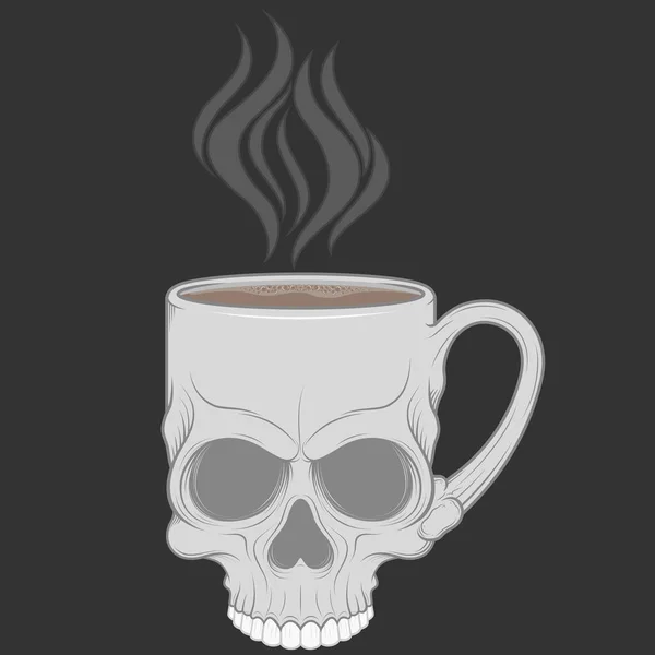 Illustration Tasse Forme Crâne Avec Café Chaud Boisson Chaude Dans — Image vectorielle