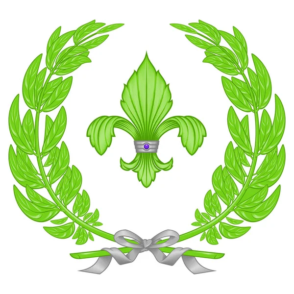 Vector Design Fleur Lis Laurel Wreath Representation Fleur Lis Symbol —  Vetores de Stock