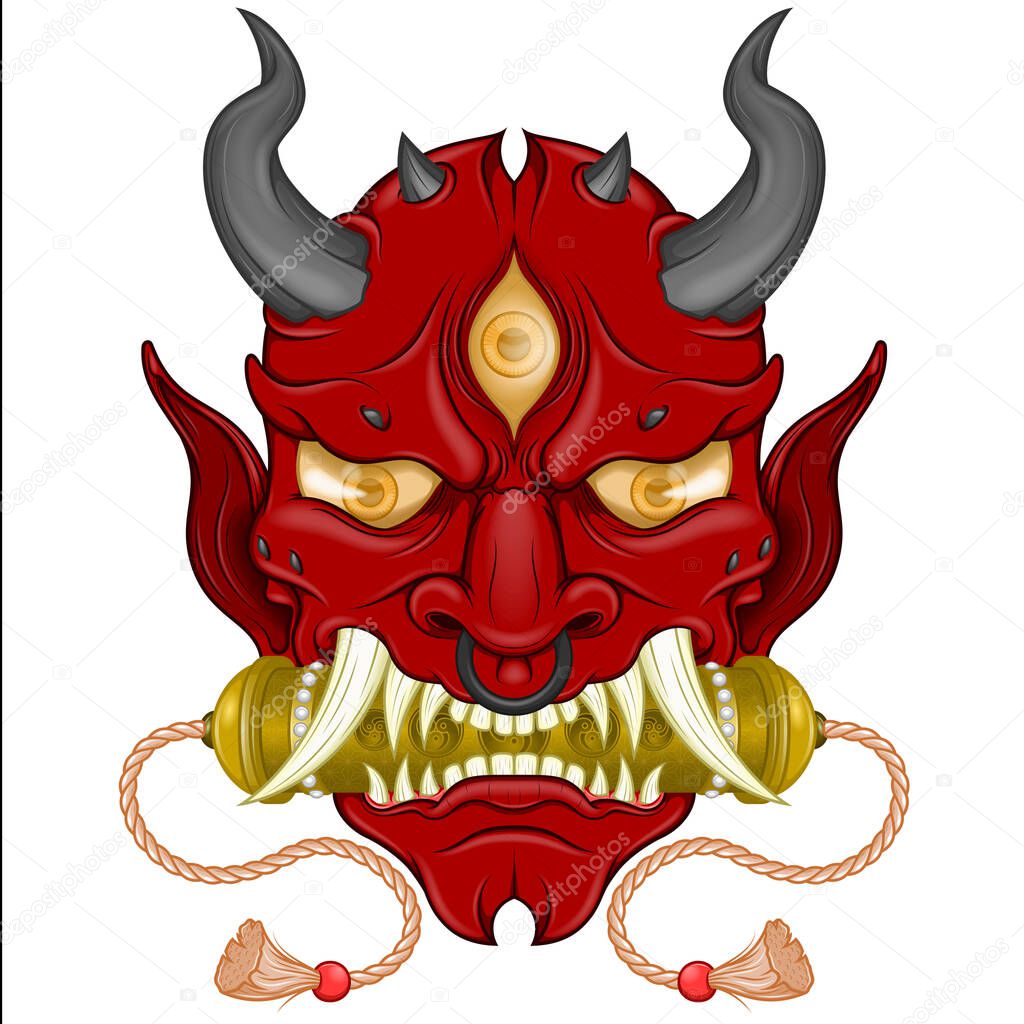 Ilustración vectorial máscara de Hannya kabuki, Oni Demon japonés 2023