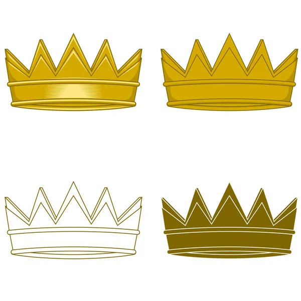 Średniowieczny Styl Golden Crown Wektor Projektu — Wektor stockowy