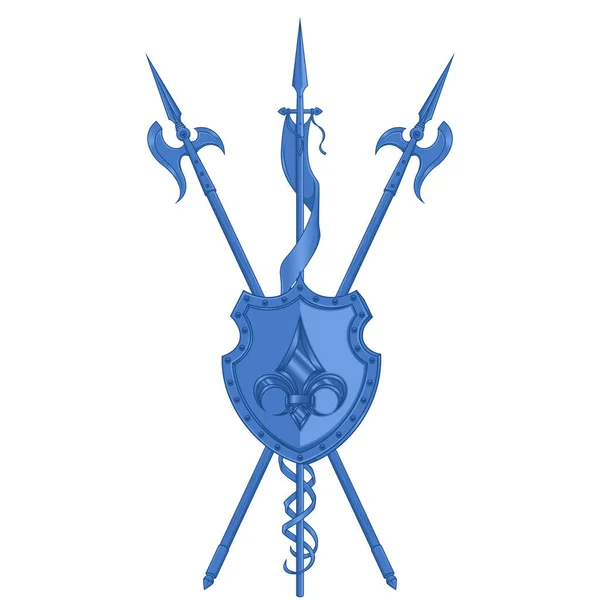 Middle Ages Heraldry Shield Vector Design Coat Arms Fleur Lis — Stockvektor