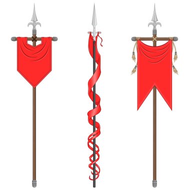 Medieval style vertical flag design with heraldic symbol, flag of noble families of the middle ages on a spear clipart