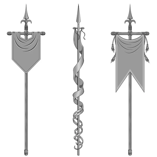 Вертикальный Флаг Средневекового Стиля Геральдическим Символом Флаг Благородных Семейств Средневековья — стоковый вектор