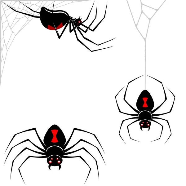 Black Widow Spider Vector Design Spinne Latrodectus Mactans Spinnentier Mit — Stockvektor
