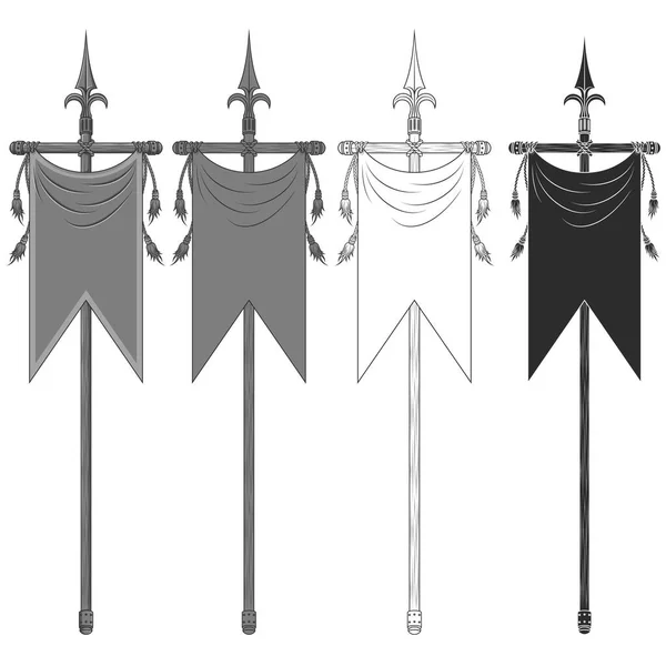 Вертикальний Дизайн Прапора Середньовічного Стилю Геральдичним Символом Прапор Благородних Сімей — стоковий вектор
