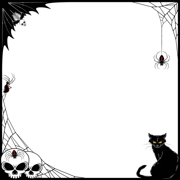 Frame Vector Design Characteristic Elements Halloween Bats Spiders Skulls — ストックベクタ