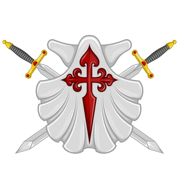 Marian Shell Vector Design Cross Apostle Santiago Symbol Camino Santiago — Διανυσματικό Αρχείο