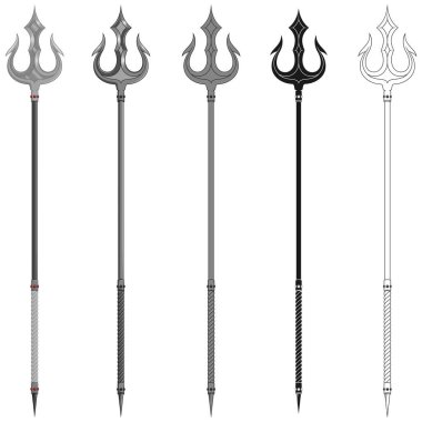 Poseidon's trident vector design, trident weapon used by Roman gladiators