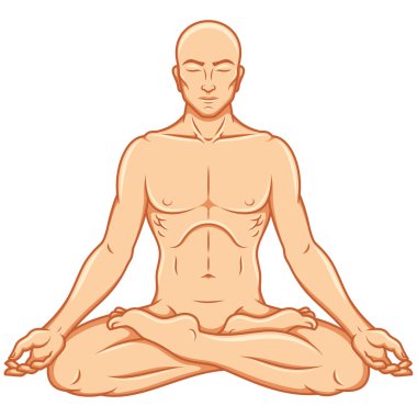 Lotus Çiçeği Konumunda İnsan Meditasyonunun Vektör Tasarımı