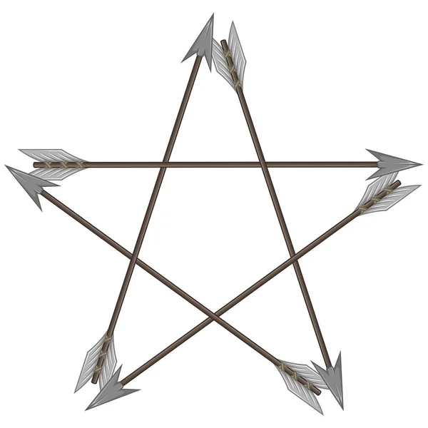 Vektordesign Von Fünf Pfeilen Die Einen Stern Bilden Pentagramm Mit — Stockvektor