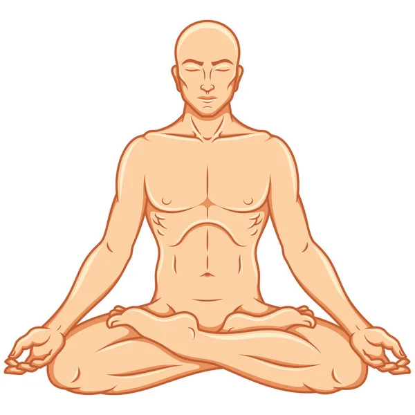 Vektordesign Des Meditierenden Menschen Lotusblumen Position — Stockvektor