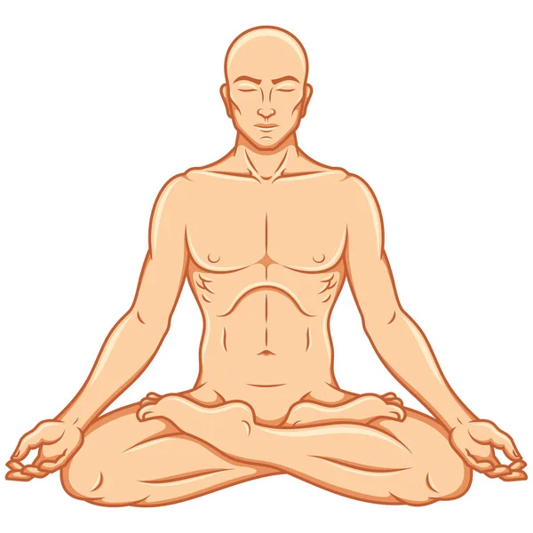 Lotus Çiçeği Konumunda İnsan Meditasyonunun Vektör Tasarımı