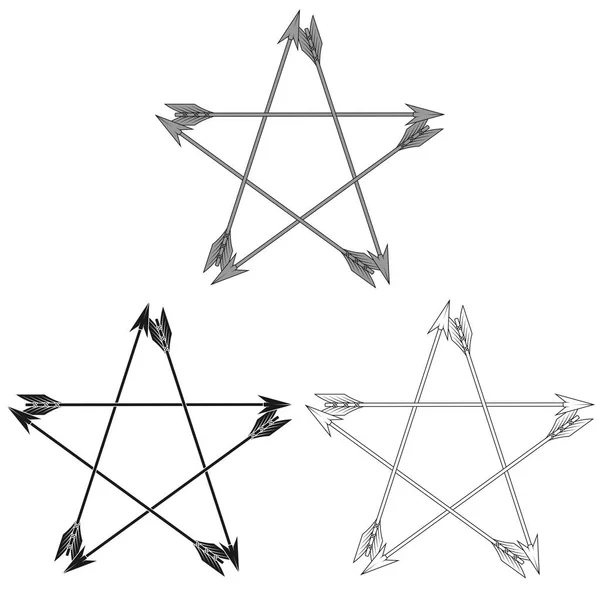 Yıldız Oluşturan Beş Okun Vektör Tasarımı Oklu Pentagram — Stok Vektör
