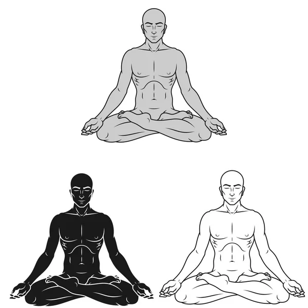 Lotus Çiçeği Konumunda İnsan Meditasyonunun Vektör Tasarımı