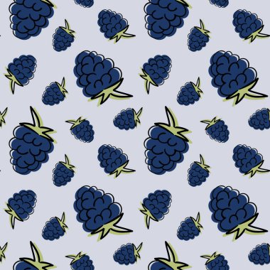 Yaz meyveleri seamless modeli. BlackBerry illüstrasyon vektör arka plan.