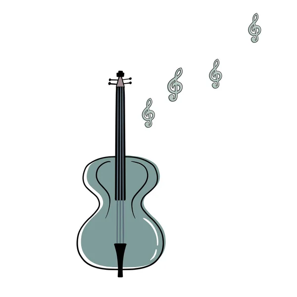 Double Bass Stringed Plucked Instrument Icon Isolated Light Background Vector — Stock Vector