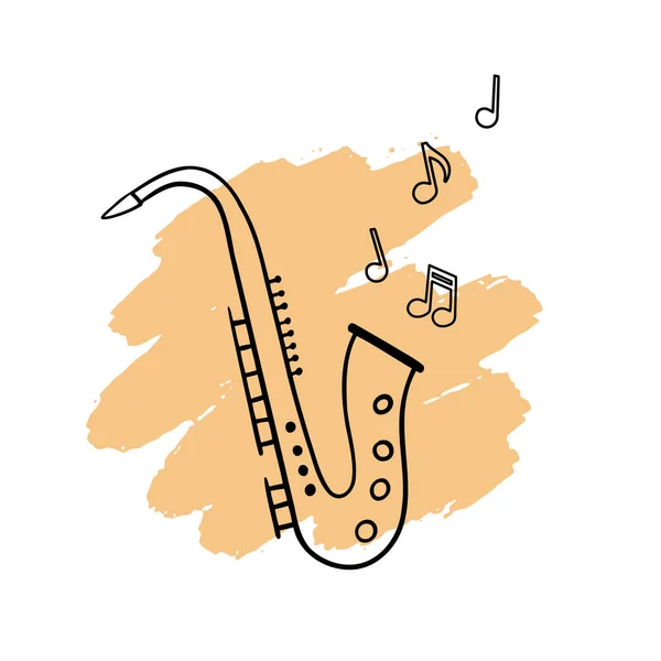 Lustiges Und Süßes Saxophon Von Der Seite Cartoon Stil Vektor — Stockvektor