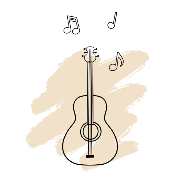 Vektorillustration Handgezeichnetes Doodle Klassischer Gitarre Streichzupfinstrument Kleine Akustische Gitarre Oder — Stockvektor