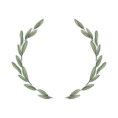 Vektör dekoratif çelenk zeytin dalı. Ambalaj etiketleri için