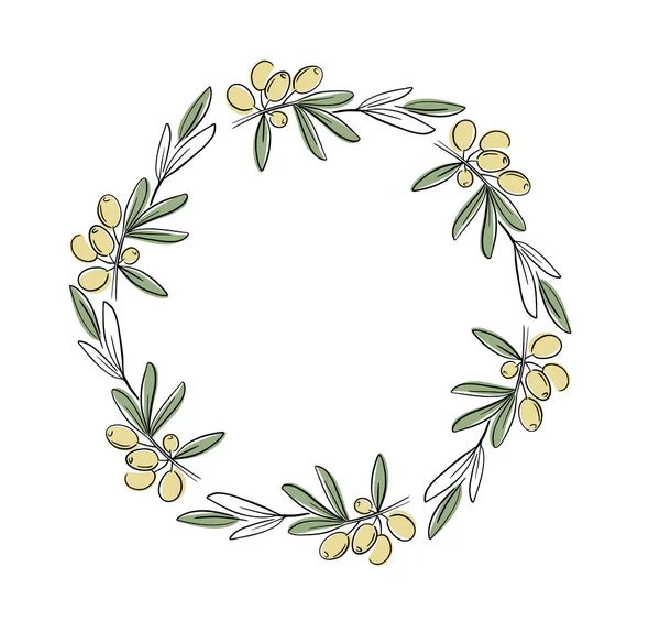 Couronne décorative vectorielle branche d'olive.Pour étiquettes, emballage — Image vectorielle