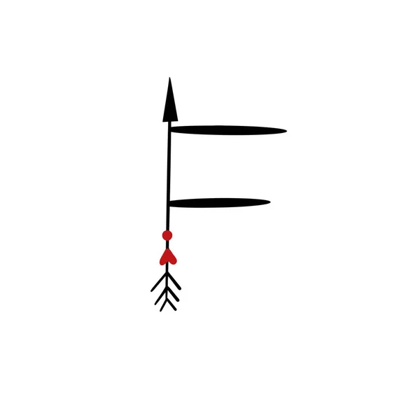 Lettera alfabeto latino decorato con cuori e frecce vettoriale illustrazione. — Vettoriale Stock