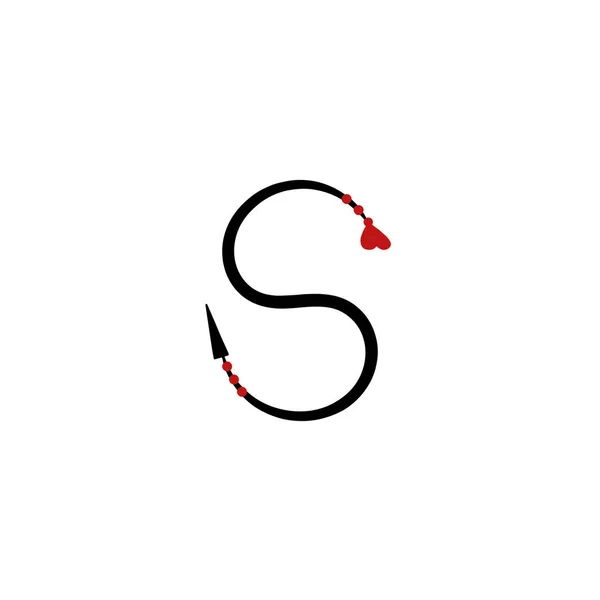 英语的字母S 用心形和箭头表示的拉丁字母字母 儿童平面字母表向量集 爱春天字体 — 图库矢量图片