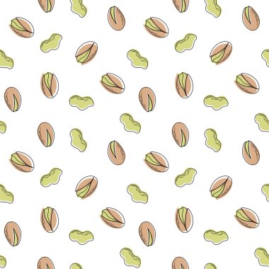 El çizimi, fındık, fıstık, badem, fındık, fındık, fındık, fındık, fındık. Vektör çizimi. Grafik biçimi etiketindeki ögeler, etiket, menü, paket