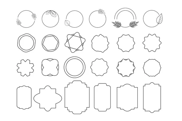 Gyűjteménye Vektor Kézzel Rajzolt Logó Design Elemek Geometriai Virágkeretek Határok — Stock Vector