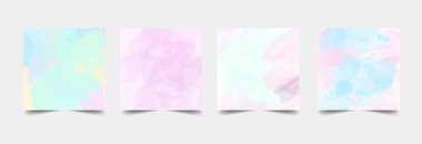 Hassas Soyut Suluboya Biçim Vektör Düzenini Ayarla. Beyaz bir arka planda açık mavi boya lekeleri. Pastel Renk Fırçası Lekeleri Yazdırma Seti. Vektör illüstrasyonu suluboya tatlı arkaplan.