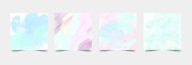 Hassas Soyut Suluboya Biçim Vektör Düzenini Ayarla. Beyaz bir arka planda açık mavi boya lekeleri. Pastel Renk Fırçası Lekeleri Yazdırma Seti. Vektör illüstrasyonu suluboya tatlı arkaplan.