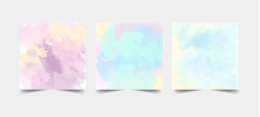 Hassas Soyut Suluboya Biçim Vektör Düzenini Ayarla. Beyaz bir arka planda açık mavi boya lekeleri. Pastel Renk Fırçası Lekeleri Yazdırma Seti. Vektör illüstrasyonu suluboya tatlı arkaplan.