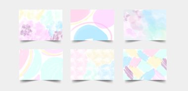 Hassas Soyut Suluboya Biçim Vektör Düzenini Ayarla. Beyaz bir arka planda açık mavi boya lekeleri. Pastel Renk Fırçası Lekeleri Yazdırma Seti. Vektör illüstrasyonu suluboya tatlı arkaplan.