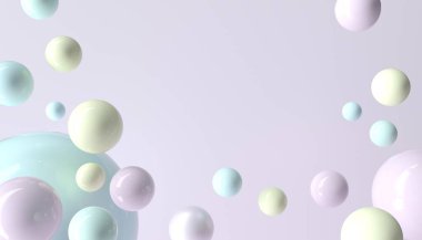 Kabarcık partili 3 boyutlu pembe arkaplan dokusu. Ürün görüntüleme, arkaplan, web sitesi afişi için gerçekçi 3D görüntüleme. Pastel renkli balonlardan oluşan parlak küreli minimal model..