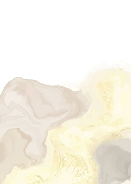 金色の汚れで青と砂の色の液体水彩の背景をティール キャンバス 結婚式 名刺のためのベクトルで作られた豪華な最小限のターコイズフルードアルコールインクの描画効果 — ストックベクタ