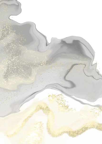 Τιλ Μπλε Και Άμμο Χρώματος Υγρό Υδατογραφία Φόντο Χρυσούς Λεκέδες — Διανυσματικό Αρχείο