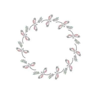 Floral hand drawn wreath with flowers, leaves and quote about nature. Vintage poster, circular frame with doodle flowers and herbs. Vector illustration