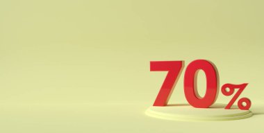 70 'e kadar indirimli mega satış, yaratıcı poster, afiş ya da el ilanı tasarımı, metin için 3D basım arkaplanı