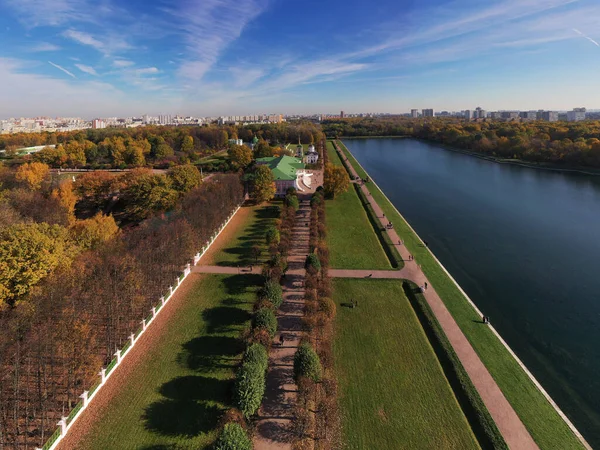 Müze Park Kompleksi Kuskovo Nun Sonbaharın Başlarında Insansız Hava Aracı — Stok fotoğraf