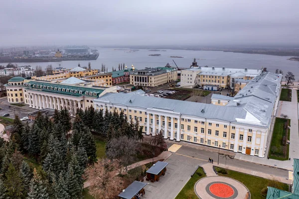 Panoramic View Drone Historical Center Nizhny Novgorod Cloudy Autumn Day — Stock Photo, Image