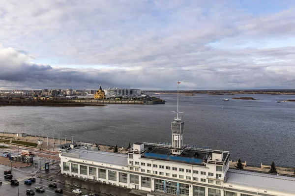 Une Vue Panoramique Depuis Drone Centre Historique Nijni Novgorod Par — Photo