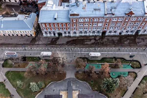 Panoramatický Výhled Bezpilotního Letounu Historického Centra Nižního Novgorodu Oblačného Podzimního — Stock fotografie