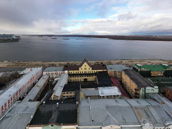 Une Vue Panoramique Depuis Drone Centre Historique Nijni Novgorod Par — Photo