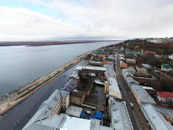Una Vista Panorámica Desde Dron Del Centro Histórico Nizhny Novgorod — Foto de Stock