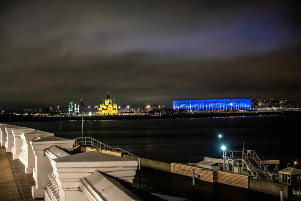 Centre Historique Près Pierre Kremlin Nuit Nijni Novgorod — Photo